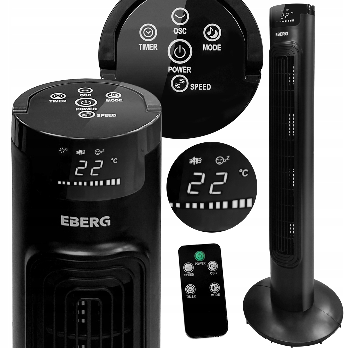EBERG Airo 85 podlahový ventilátor čierny
